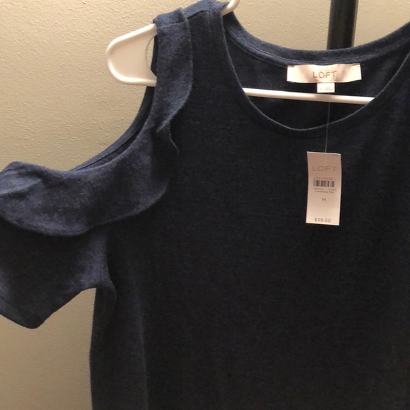 Navy blue summer cold shoulder shirt from the loft - Picture 2 of 4